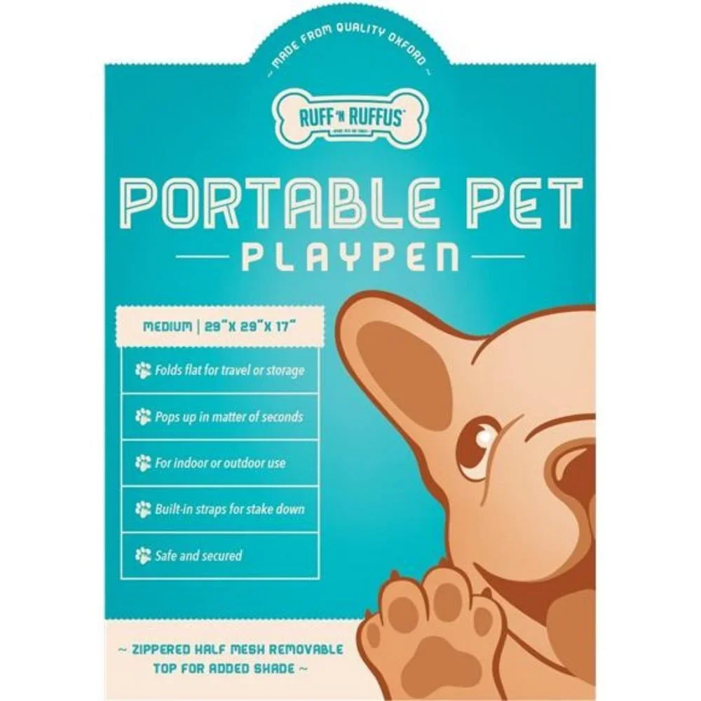 Portable Foldable Pet Playpen + Free Carrying Case + Free Travel Bowl